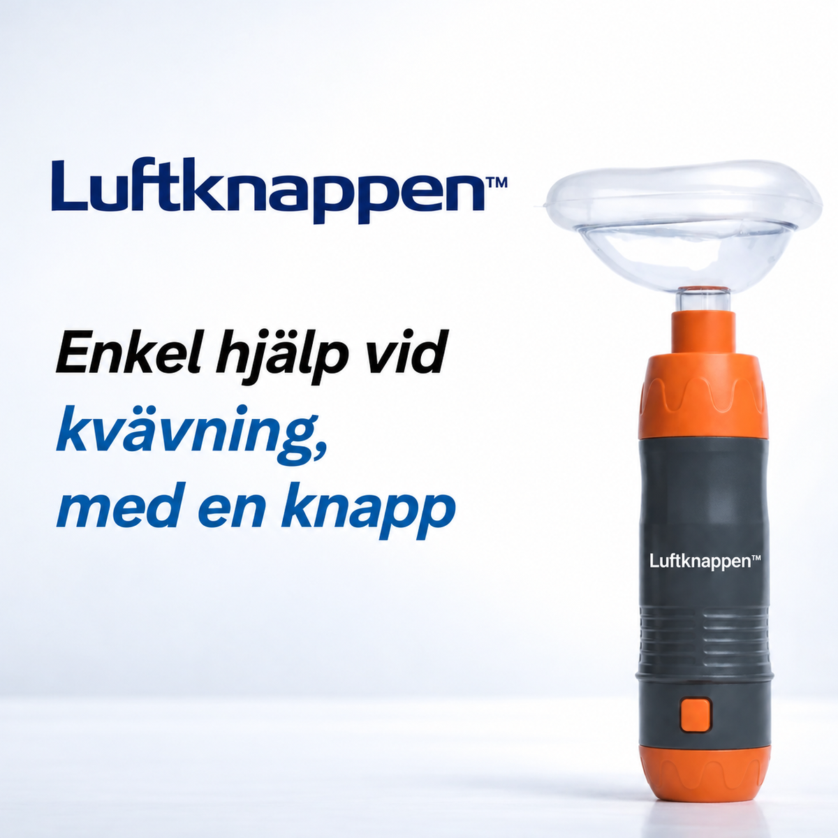 Luftknappen med mask. Enkel hjälp vid kvävning, med en knapp