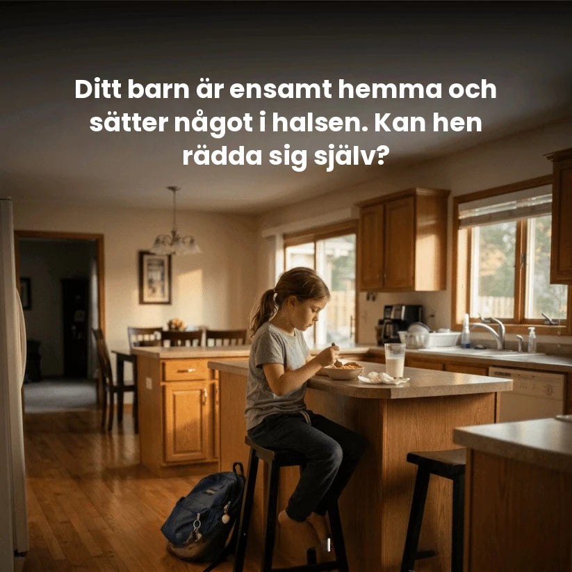 Ditt barn är ensamt hemma och sätter något i halsen